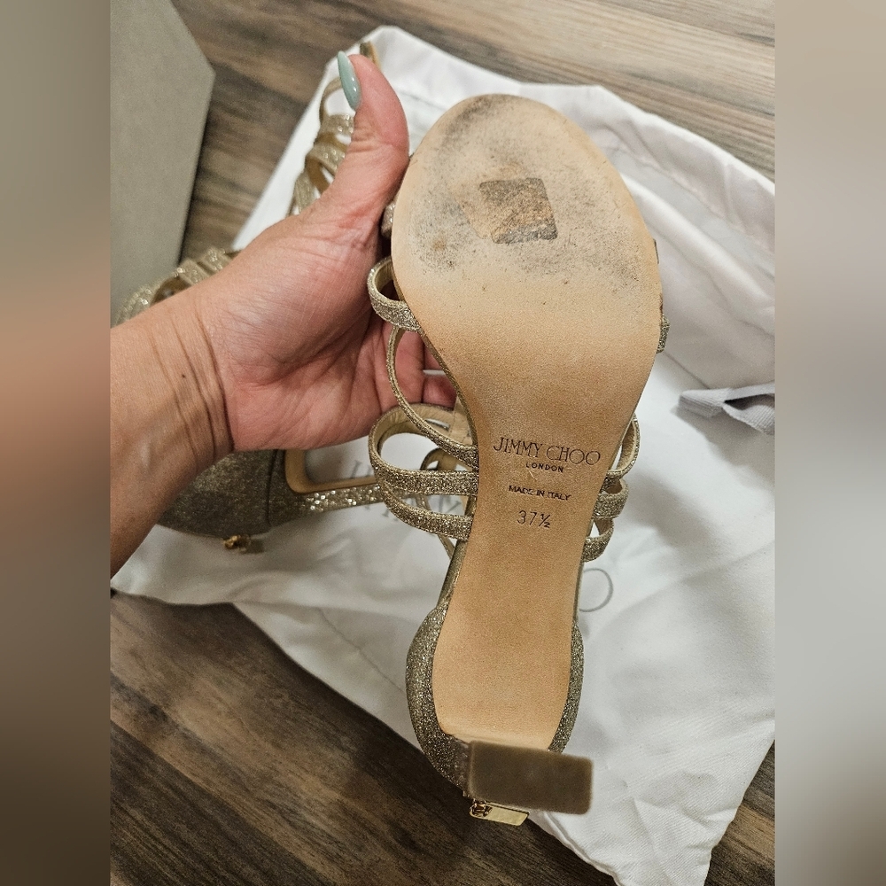 Jimmy Choo Selina 85 Dusty Glitter High Heel - Picture 5 of 13